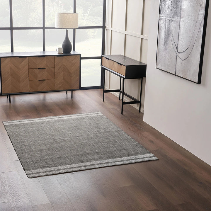 Indoor Outdoor Stripe Design Rug - Steel Grey