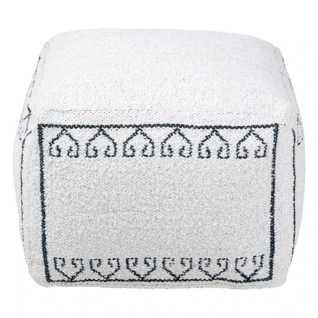 Indoor Outdoor Greek Key Design Pouffe - White