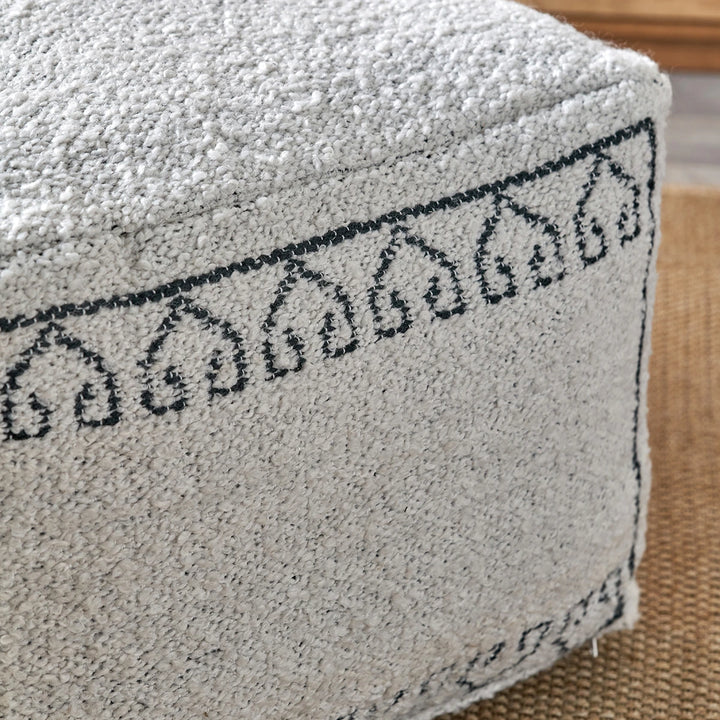 Indoor Outdoor Greek Key Design Pouffe - White
