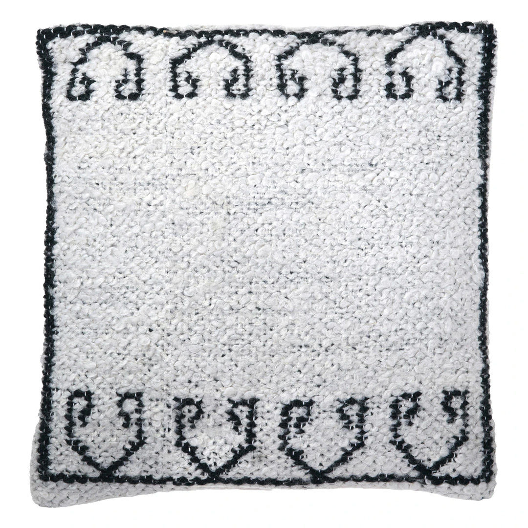 Indoor Outdoor Greek Key Design Scatter Cushion - White