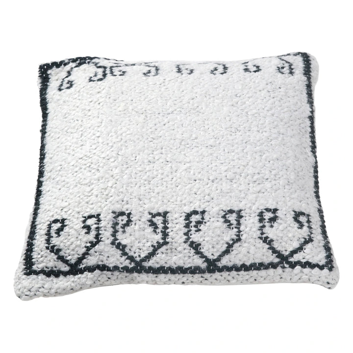 Indoor Outdoor Greek Key Design Scatter Cushion - White