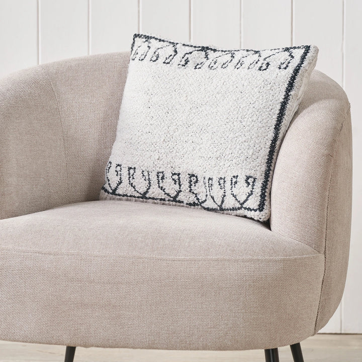 Indoor Outdoor Greek Key Design Scatter Cushion - White