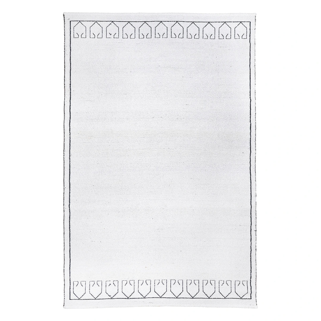 Indoor Outdoor Greek Key Design Rug - White