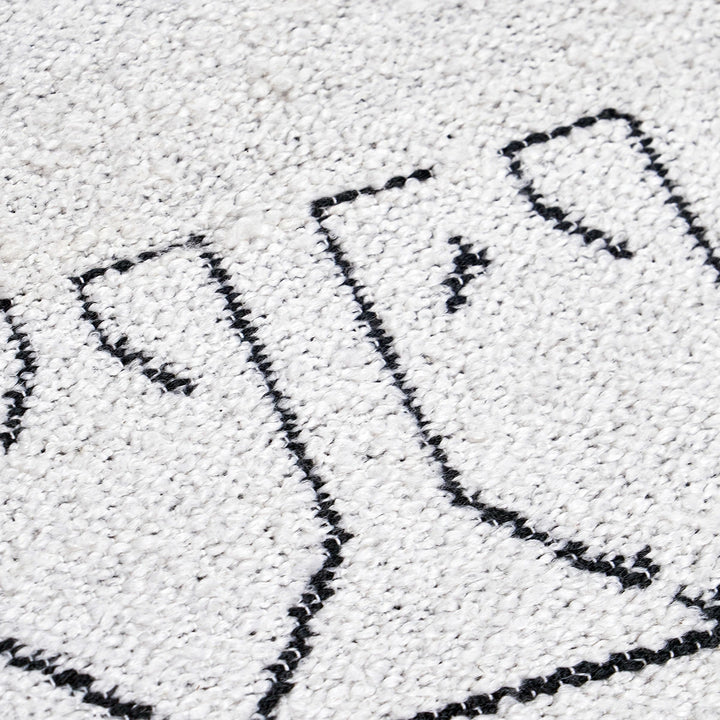 Indoor Outdoor Greek Key Design Rug - White