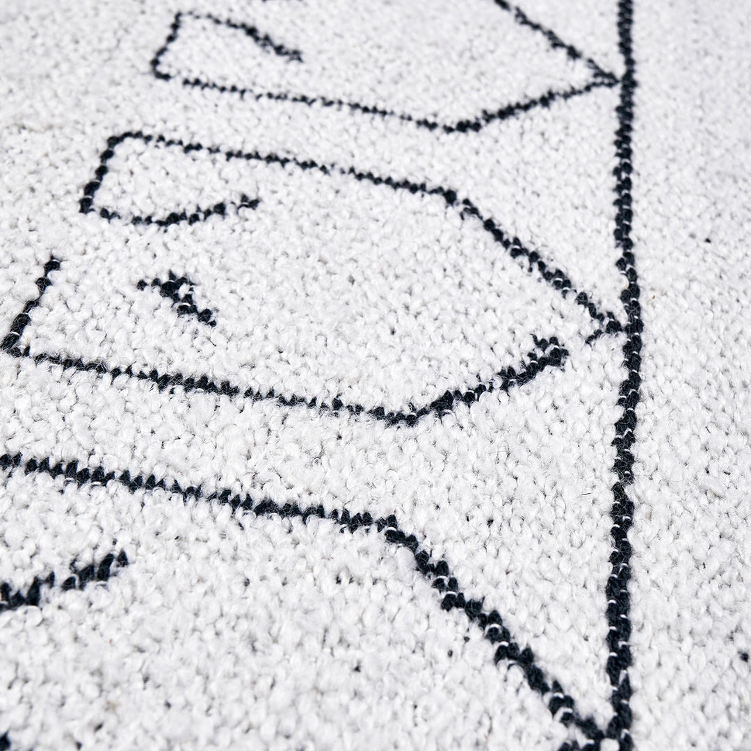 Indoor Outdoor Greek Key Design Rug - White