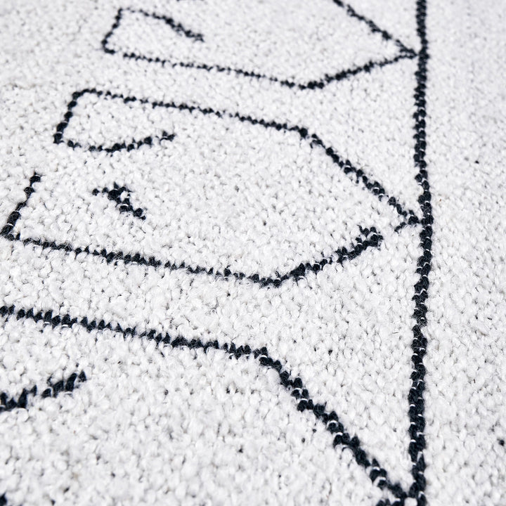 Indoor Outdoor Greek Key Design Rug - White