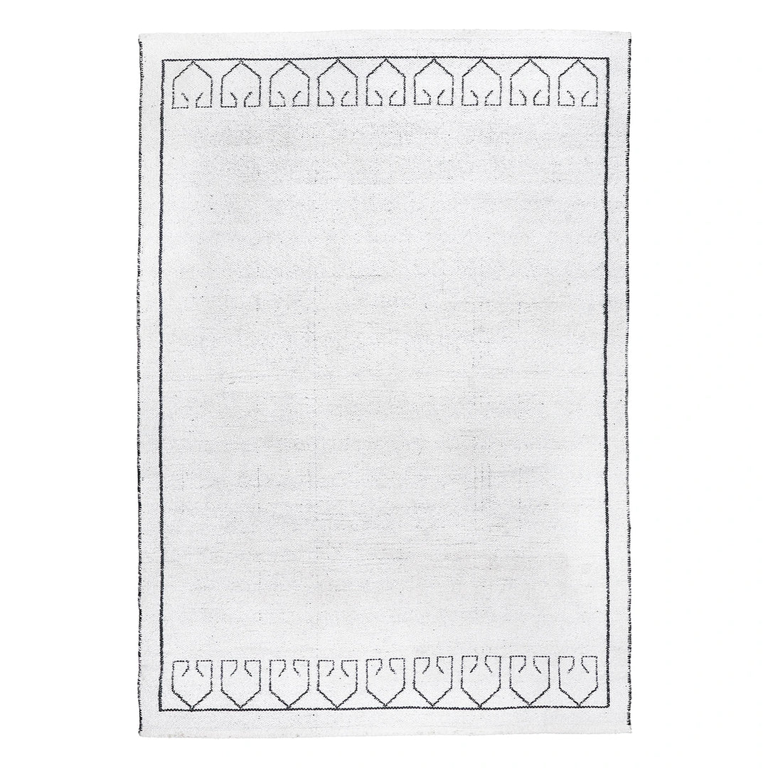 Indoor Outdoor Greek Key Design Rug - White