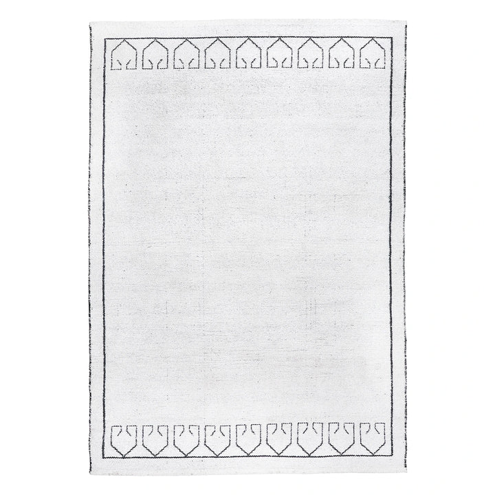 Indoor Outdoor Greek Key Design Rug - White