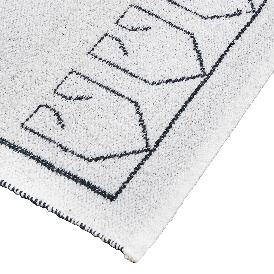 Indoor Outdoor Greek Key Design Rug - White