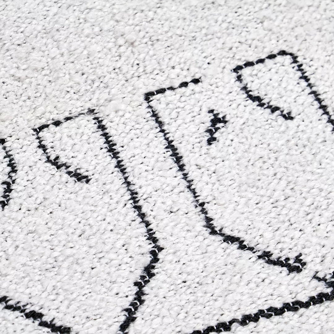 Indoor Outdoor Greek Key Design Rug - White