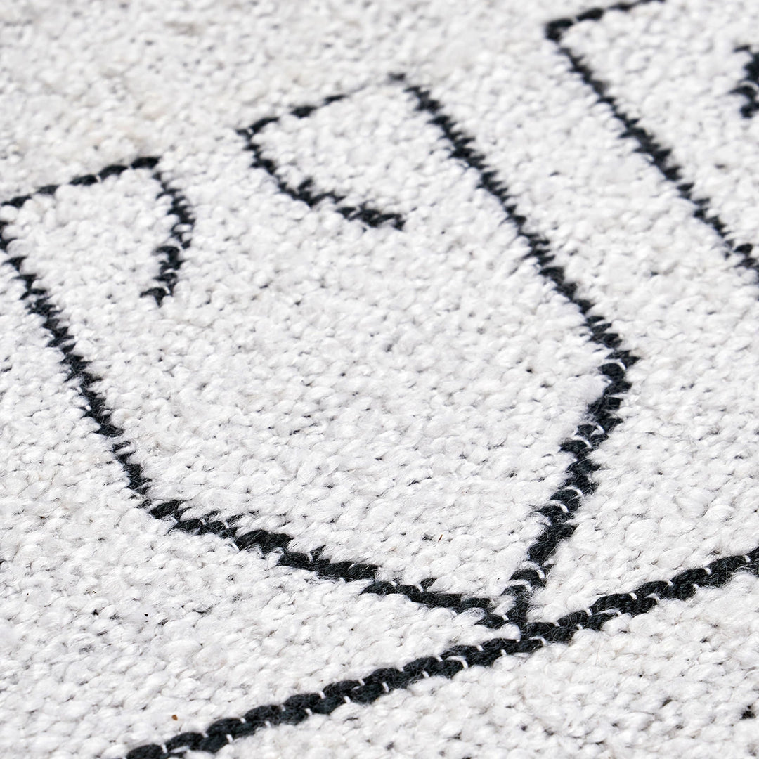 Indoor Outdoor Greek Key Design Rug - White