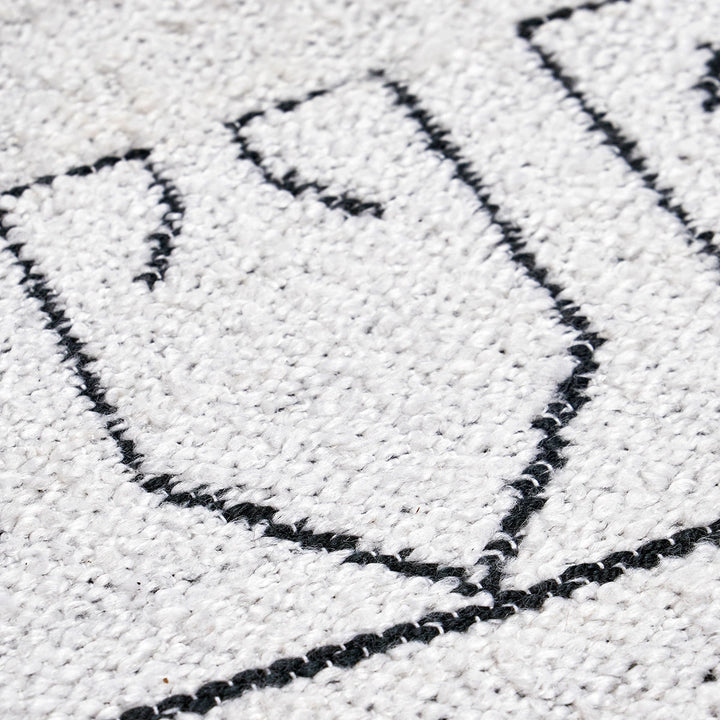 Indoor Outdoor Greek Key Design Rug - White