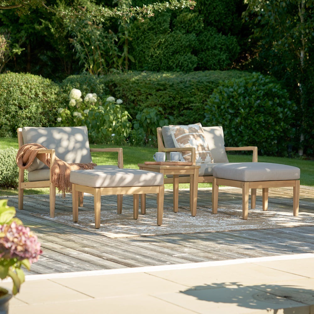 Mauritius 5 Piece Hocker Set - Light Teak Finish Pacific Lifestyle 2