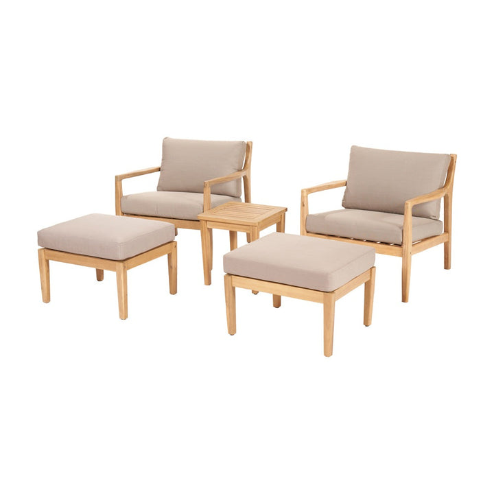 Mauritius 5 Piece Hocker Set - Light Teak Finish Pacific Lifestyle 1