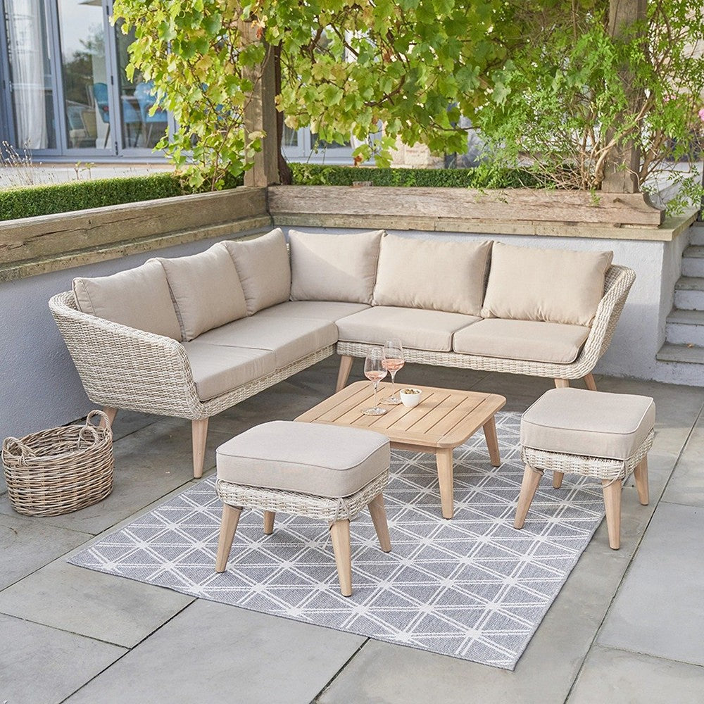 Caroon Outdoor Corner Seating Set Light Acacia Wood Olivia's