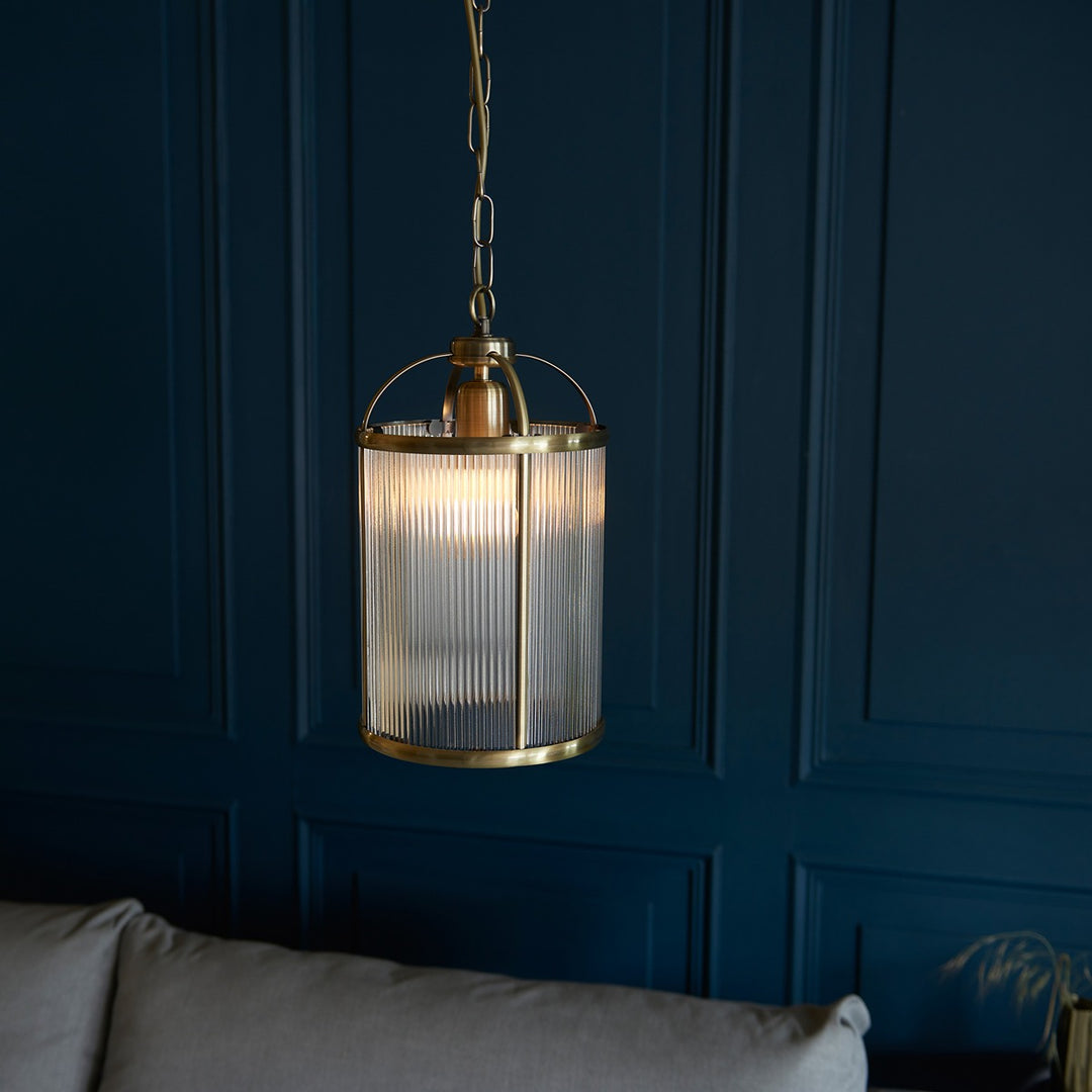 Lambeth 1 Ribbed Pendant Light Endon 2