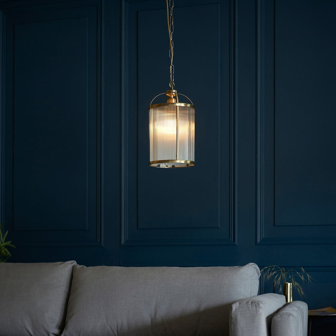 Lambeth 1 Ribbed Pendant Light Endon 3