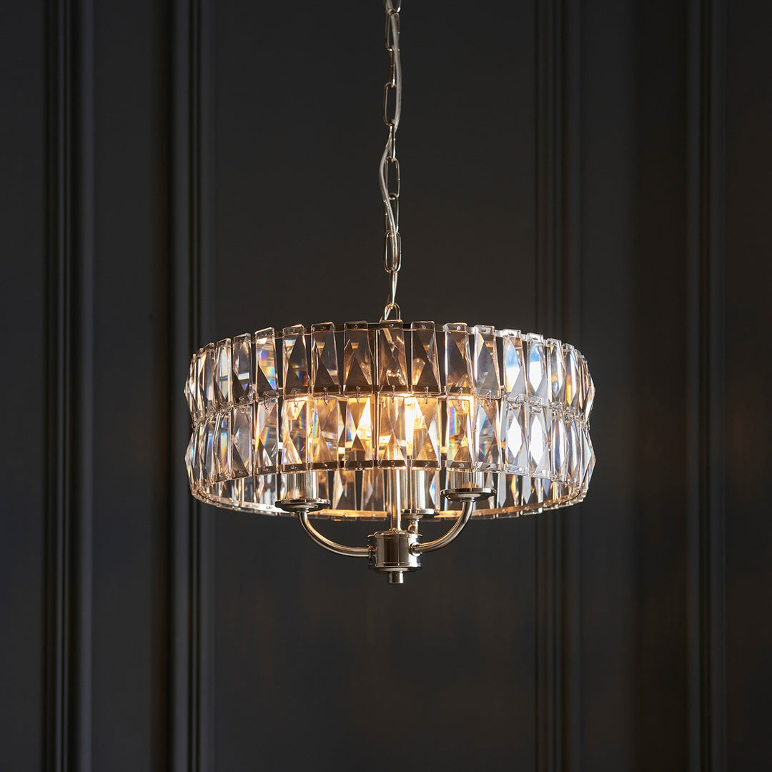 Clifton 3 Pendant Light - Bright Nickel Endon 2