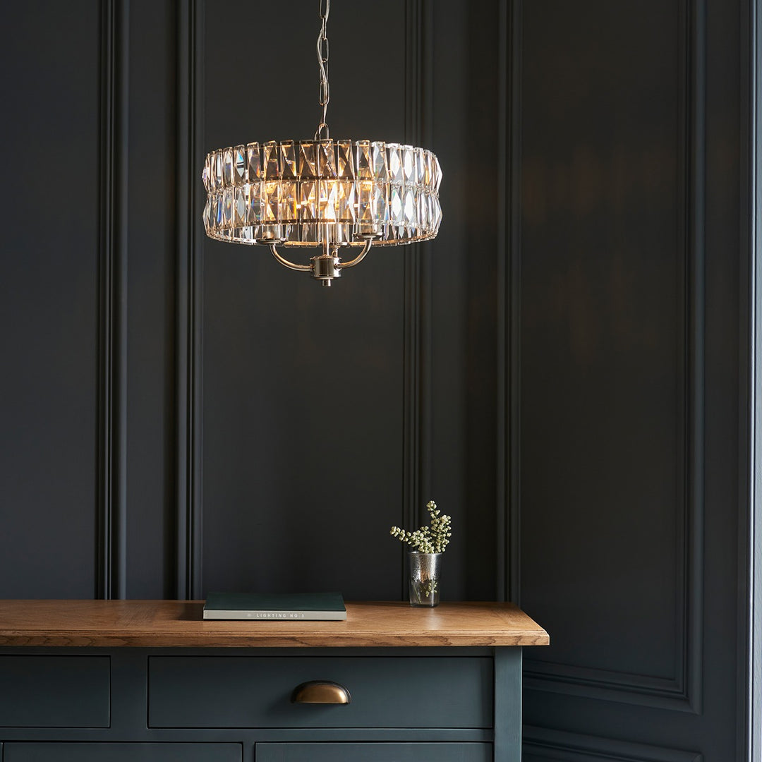 Clifton 3 Pendant Light - Bright Nickel Endon 3