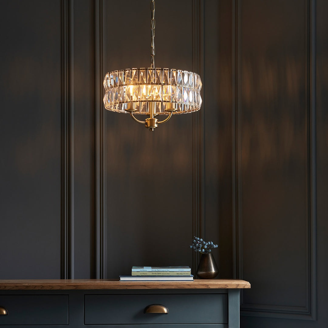 Clifton 3 Pendant Light - Antique Brass Endon 3