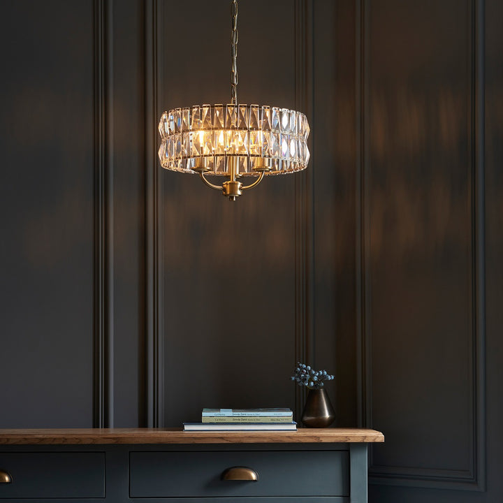 Clifton 3 Pendant Light - Antique Brass Endon 3