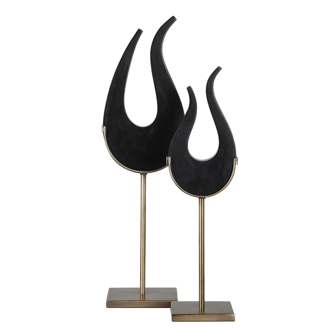 Abstract Flame Set of 2 Sculptures - Black