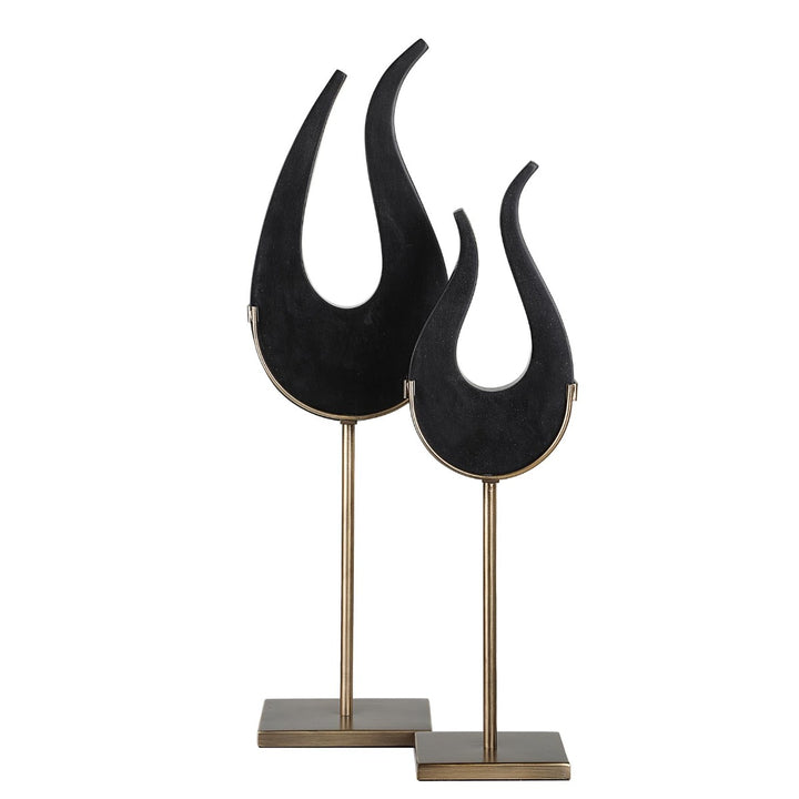 Abstract Flame Set of 2 Sculptures - Black