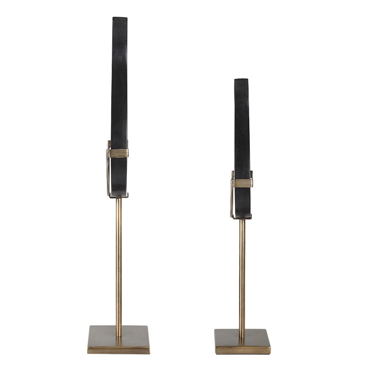 Abstract Flame Set of 2 Sculptures - Black