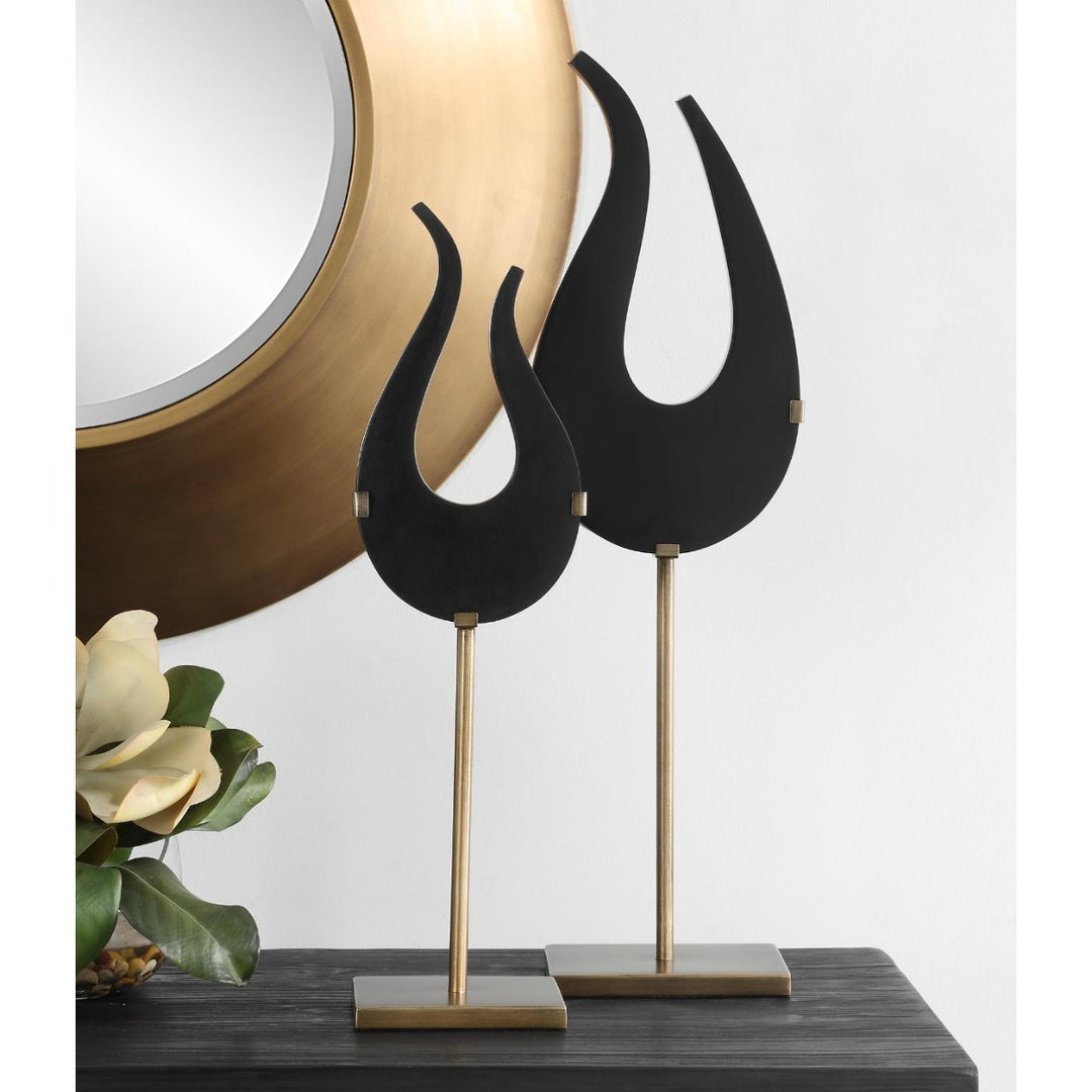 Abstract Flame Set of 2 Sculptures - Black