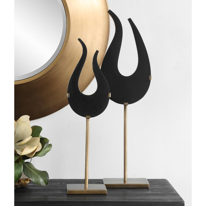 Abstract Flame Set of 2 Sculptures - Black