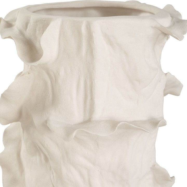 Ripple Crest Set of 2 White Vases