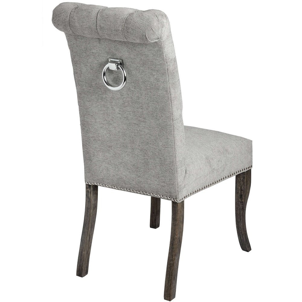 Hill Interiors Roll Top Dining Chair With Ring Pull in Silver