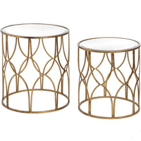 Hill Interiors Set of Two Lattice Detail Gold Side Tables