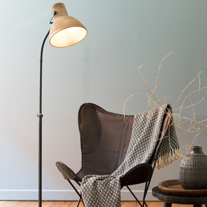 Imbert Wooden Floor Lamp - Matte Black Light & Living 2