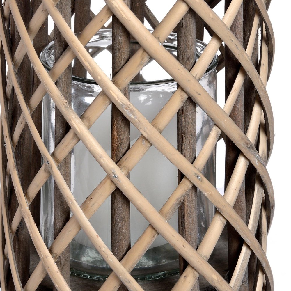 Hill Interiors Wicker Lantern with Glass Hurricane