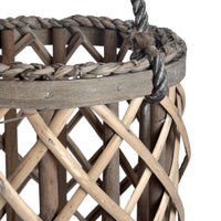 Hill Interiors Wicker Lantern with Glass Hurricane