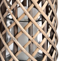 Hill Interiors Wicker Lantern with Glass Hurricane