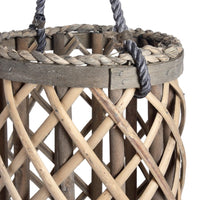 Hill Interiors Wicker Lantern with Glass Hurricane