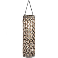 Hill Interiors Wicker Lantern with Glass Hurricane