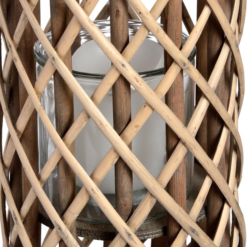 Hill Interiors Small Wicker Lantern with Glass Hurricane