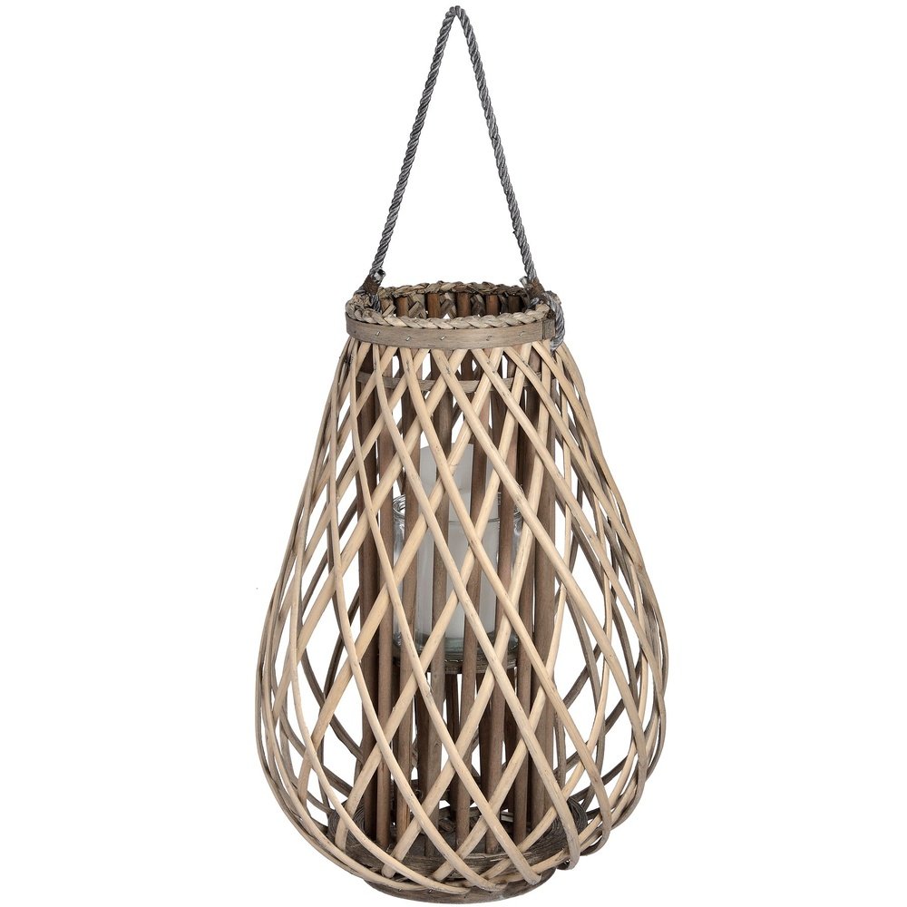 Hill Interiors Wicker Bulbous Lantern