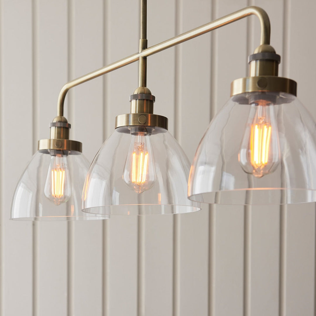 Hendon 3 Light Pendant Light - Antique Brass Endon 3