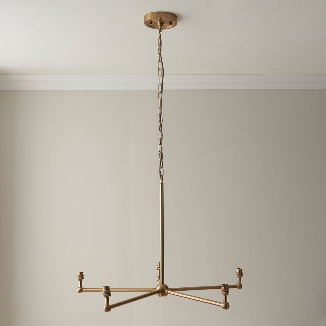 Santia 5 Light Pendant Light - Brushed Aged Brass Endon 2
