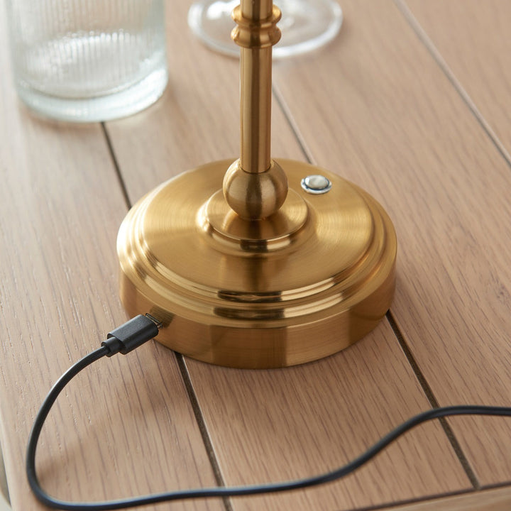 Barlow Rechargeable Table Lamp - Brushed Aged Brass Endon 8