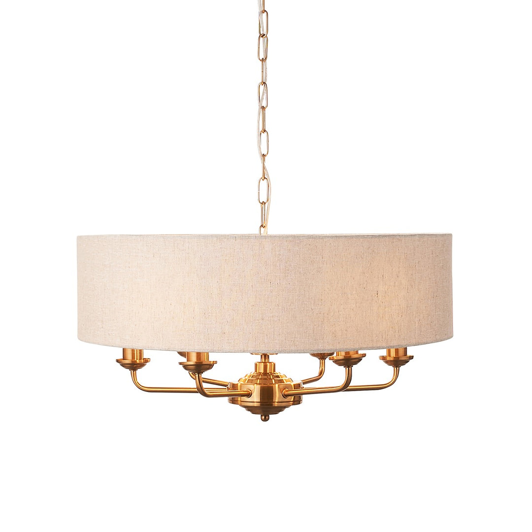 Hiden 6 Light Pendant Light - Vintage Brass Endon 8