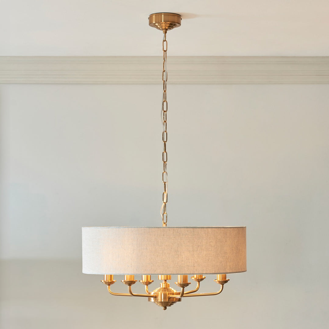Hiden 6 Light Pendant Light - Vintage Brass Endon 2