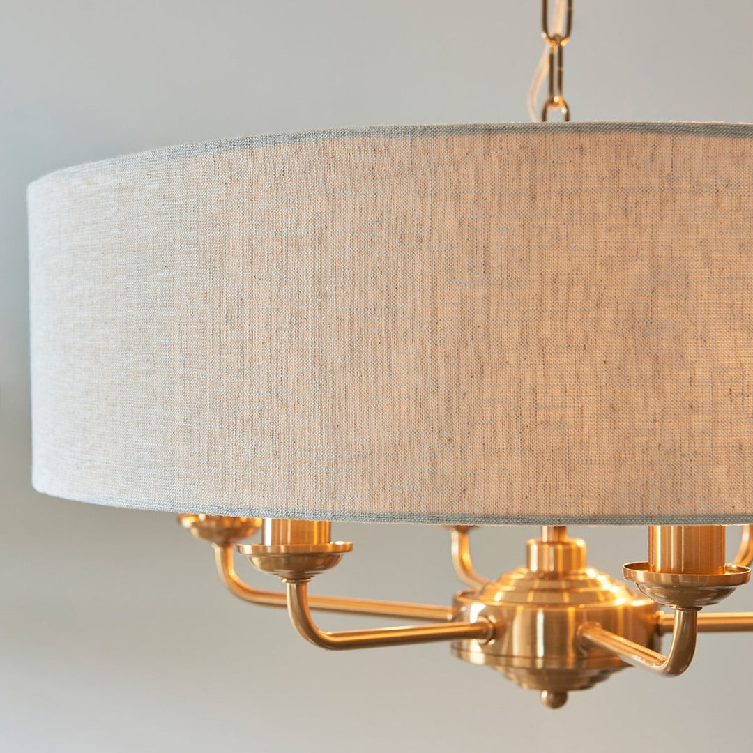 Hiden 6 Light Pendant Light - Vintage Brass Endon 3
