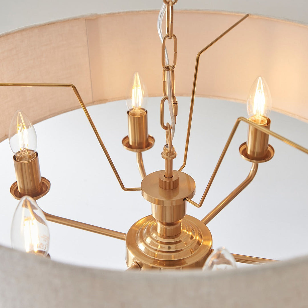 Hiden 6 Light Pendant Light - Vintage Brass Endon 6