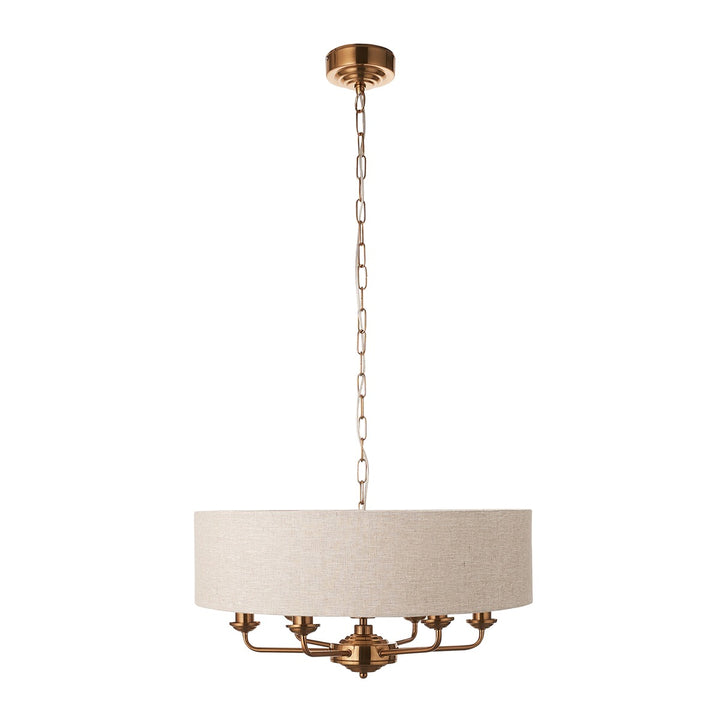Hiden 6 Light Pendant Light - Vintage Brass Endon 1