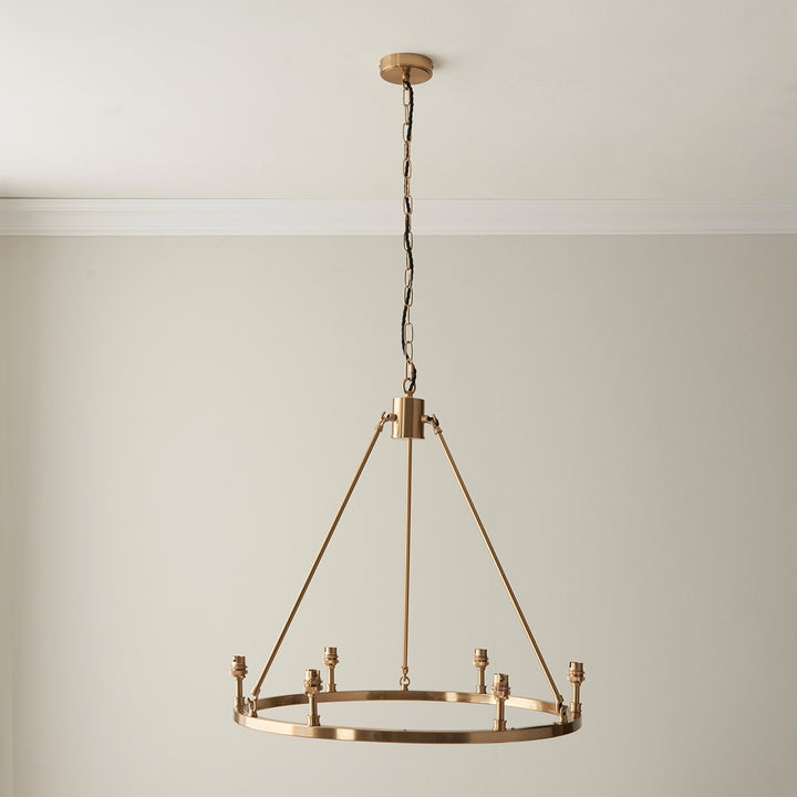 Chessington 6 Light Pendant Light - Brushed Aged Brass Endon 2